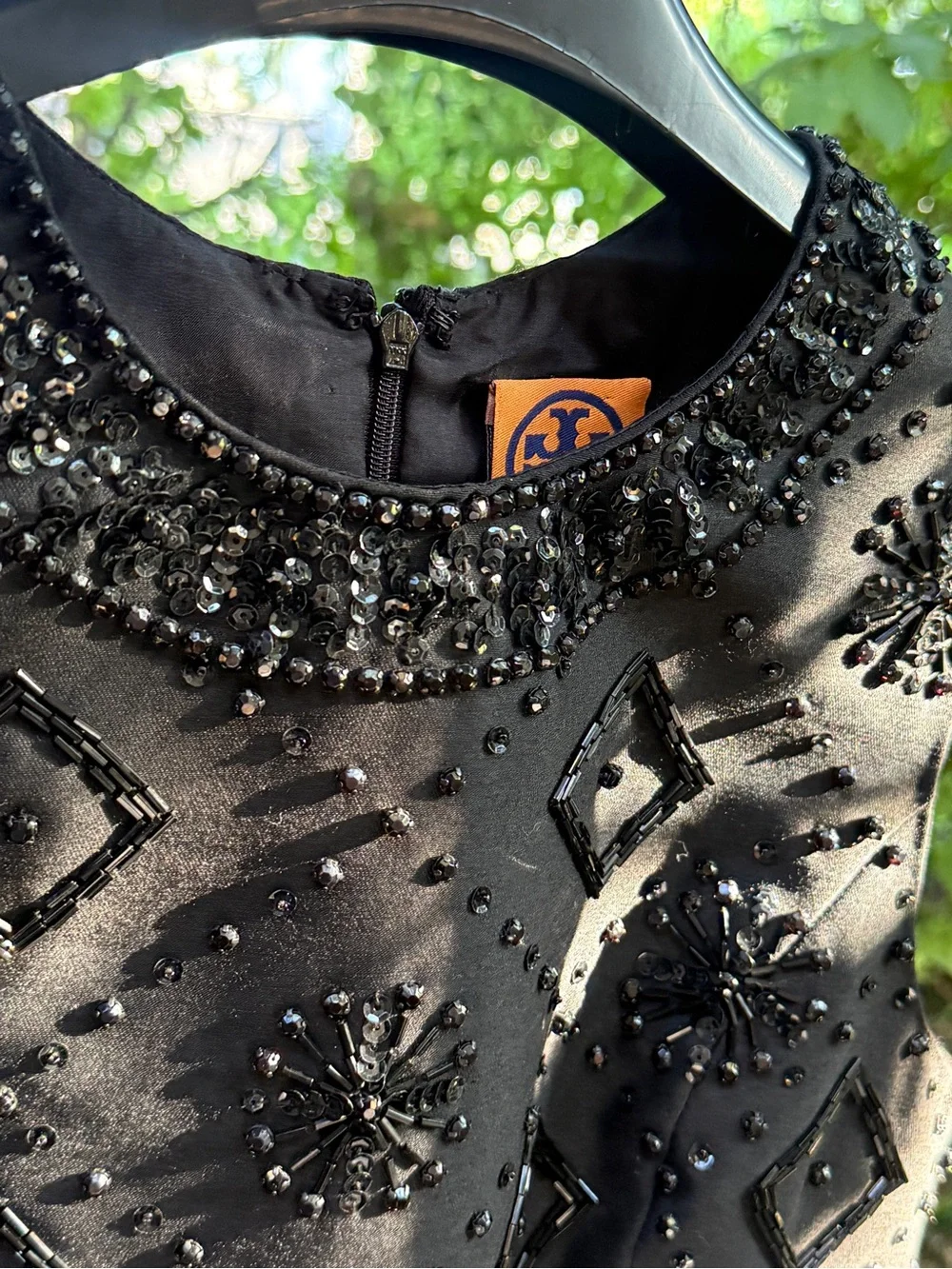 Tory Burch Black Beaded Sleeveless Dress